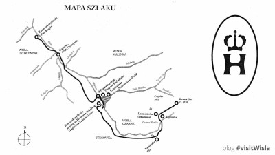 Mapa Szlaku Habsburgów w Wiśle - materiał oficjalny PTTK o. Wisła