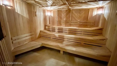 Jedna z aromatyzowanych suchych saun w Hotelu Gołębiewski w Wiśle