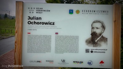 Szlak Odkrywców Wisły - tablica o Julianie Ochorowiczu