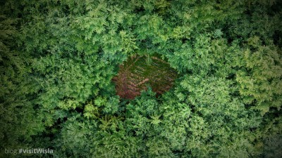 Leśny Kościół Ewangelicki na Bukowej w Wiśle ukryty pośród drzew