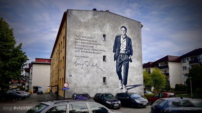 Mural Jerzego Pilcha w Wiśle.