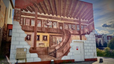 Mural wzorowany jest na bibliotekach z Edenburga i Dublina